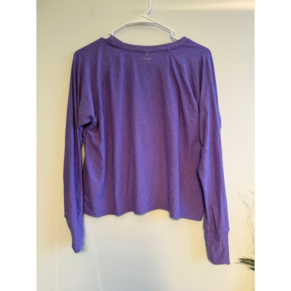 Beyond Yoga Womens Purple Heathered Raglan Long Sleeve Cropped Top Size M USA - Picture 4 of 8